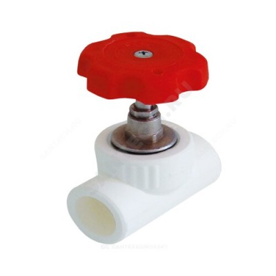 Клапан (вентиль) PP-R запорный белый внутренняя пайка Дн 20х90гр VALFEX 10146020