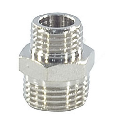 Ниппель латунь никель переходной Ду 40х25 (1 1/2"х1") НР VALFEX VF.580.N.112.100