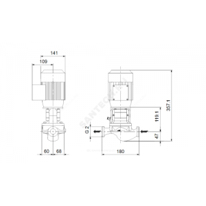 Насос ин-лайн с сухим ротором TP 32-90/2-A-O-I-BQBE PN10 3х220-240/380-415В/50 Гц Grundfos 99222124