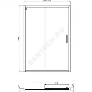 Дверь душевая CONNECT 2 Sliding door 1400х1950 мм Ideal Standard K9278V3 .