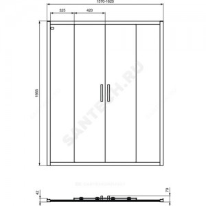 Дверь душевая CONNECT 2 Sliding door 1600х1950 мм Ideal Standard K9282V3 .