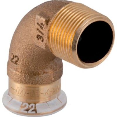 Угольник бронза 90гр Дн 18х1/2" пресс/НР Mapress Geberit 63884