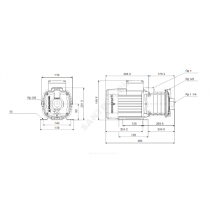 Насос многоступенчатый горизонтальный CM-A 5-8 AVBE PN10 3х220-240/380-415В/50 Гц Grundfos 96935468