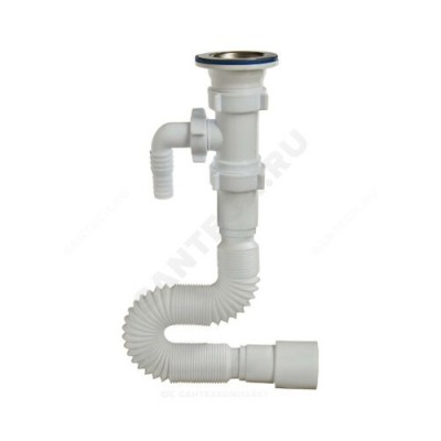 Сифон для умывальника гофрированный 1 1/2"x40/50 с отводом (штуцером) без выпуска Орио АС-10135