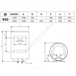 Водонагреватель электрический накопительный 120 л 1,8 кВт PRO1 R ABS 120 V Ariston 3700522