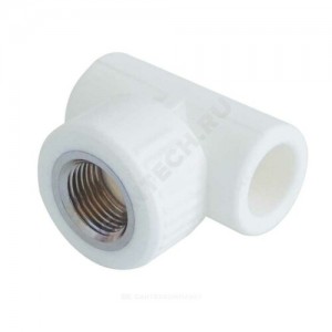 Тройник PP-R комбинированный белый ВР Дн 20х1/2" Китай