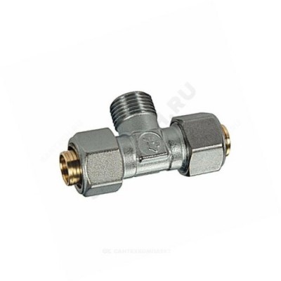 Тройник МП латунь обжим Дн 20х3/4" НР R568AM Giacomini R568MX061