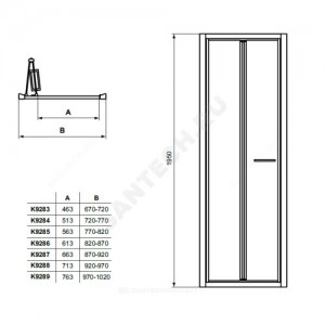 Дверь душевая CONNECT 2 Bifold door 900х1950 мм Ideal Standard K9287EO