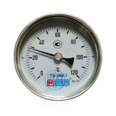 Термометр биметаллический осевой Дк63 L=80мм G1/2" 120С ТБ63 Метер