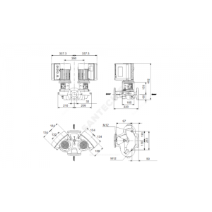 Насос ин-лайн с сухим ротором TPE2 D 32-80-N-A-F-A-BQQE PN6/10 сдвоенный 3х380-500В/50 Гц Grundfos 98438125
