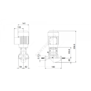 Насос ин-лайн с сухим ротором TP 25-80/2-A-O-A-BQQE PN10 1х220-240В/50 Гц Grundfos 98346596