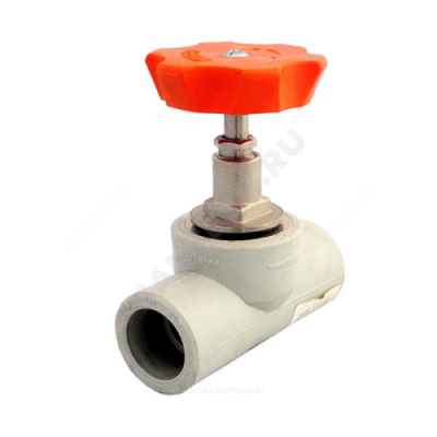 Клапан (вентиль) PP-R запорный серый внутренняя пайка Дн 32х90гр VALFEX 10146032Г
