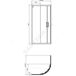 Ограждение душевое CONNECT 2 Corner Quadrant 1000х1000 мм Ideal Standard K9252V3 .