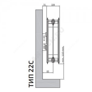 Радиатор стальной панельный Compact C тип 22 600х1000 Qну=2568 Вт бок/п RAL 9016 (белый) Heaton Plus