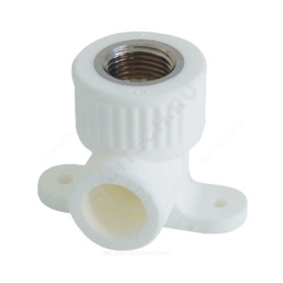 Угольник PP-R комбинированный белый ВР Дн 20х1/2" с креплением VALFEX 10120020